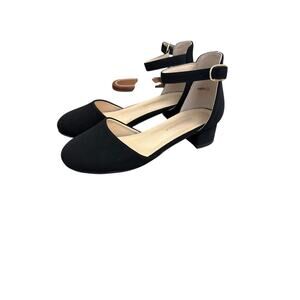 Girls Pandaninjia Black Ankle Buckle Heels Sz 1